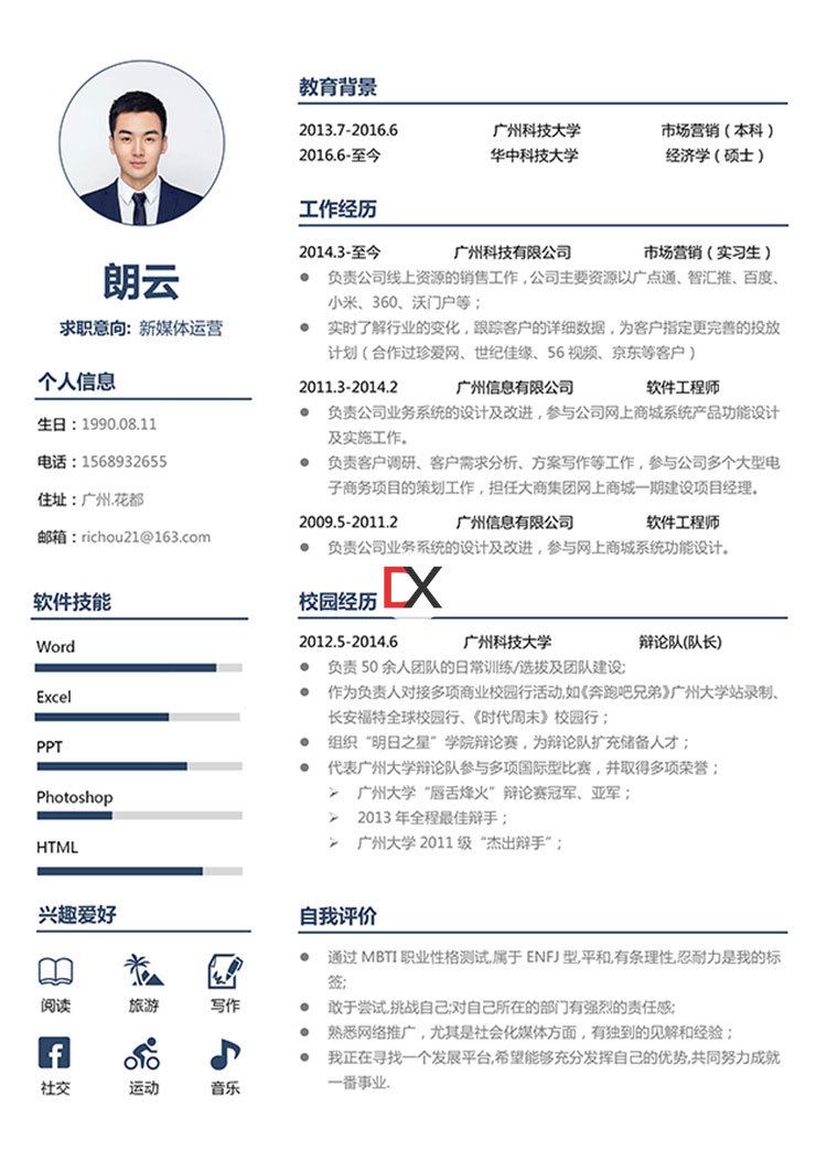新媒体运营简历模板封面