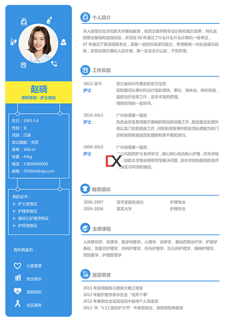 护士简历模板封面
