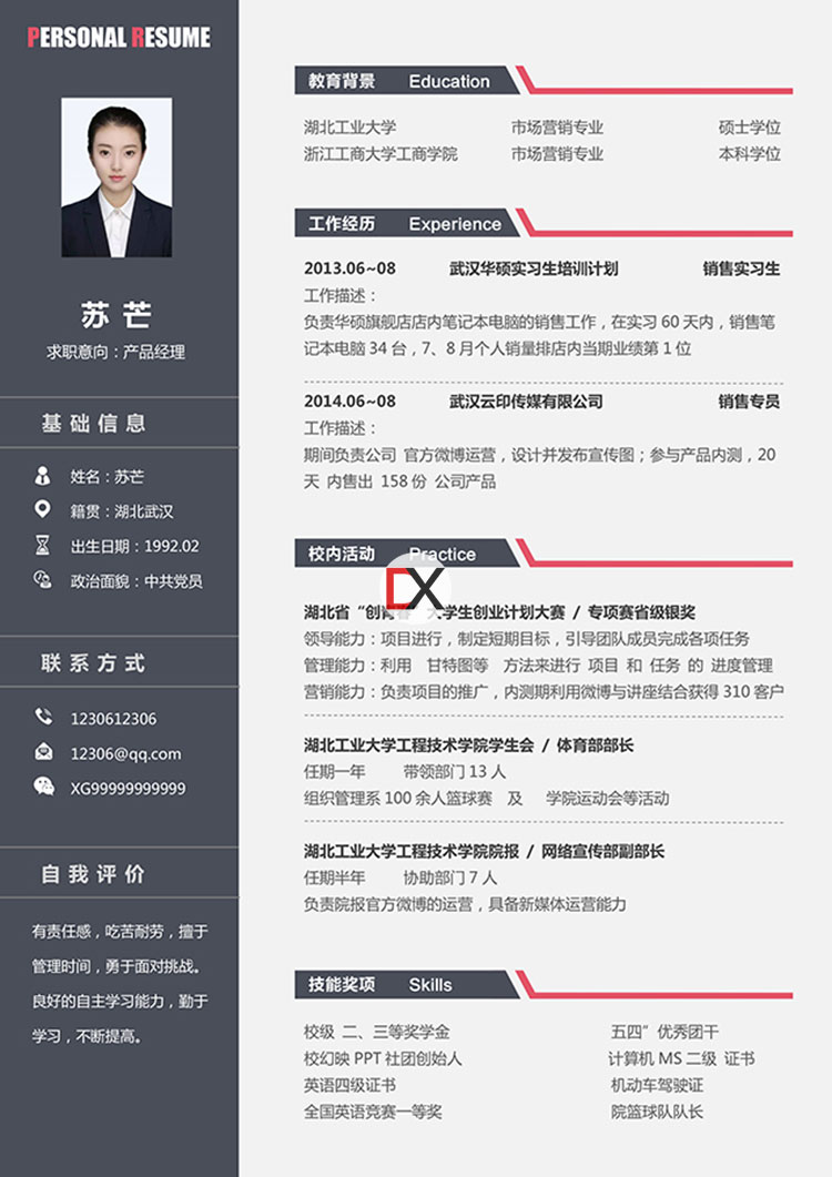 产品经理简历模板（推广/运营方向）封面