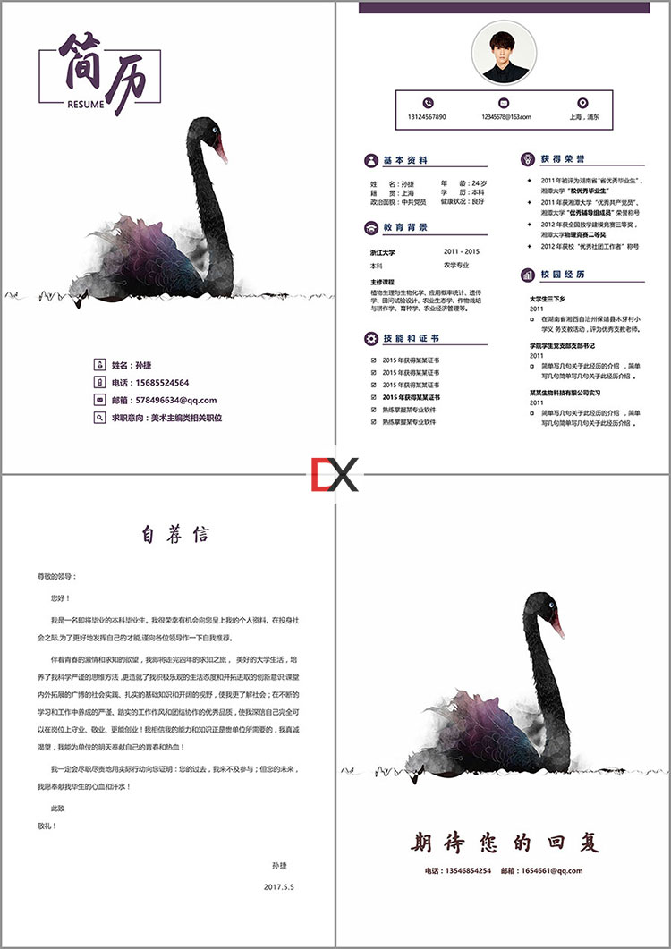 美术主编简历模板封面