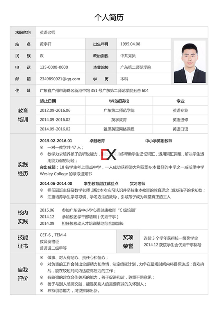 K12英语教师简历模板封面